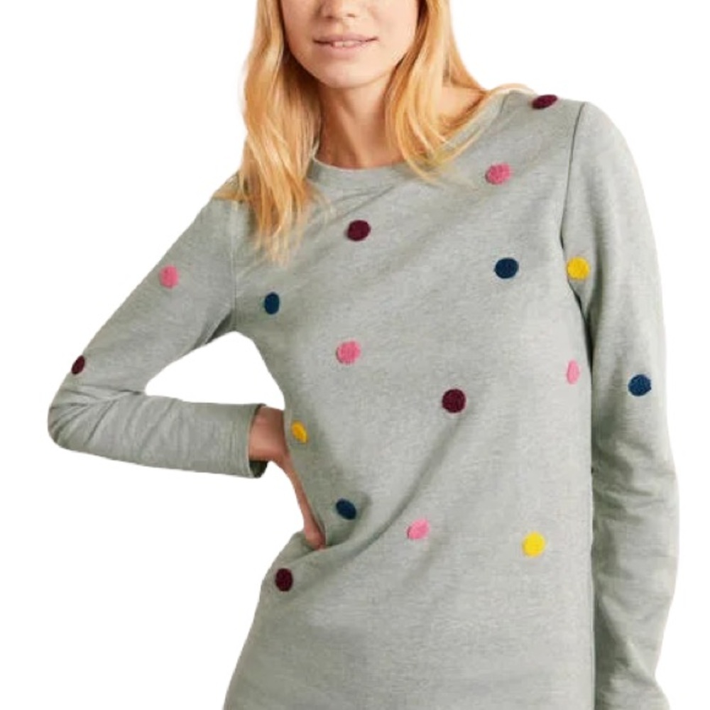 Boden Grey Marl Boucle Spot Sweatshirt Dress - Picture 2 of 9